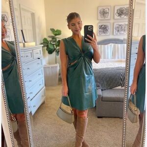 The Drop Women's Magdalena Vegan Leather Cut-Out Mini Dress size Medium